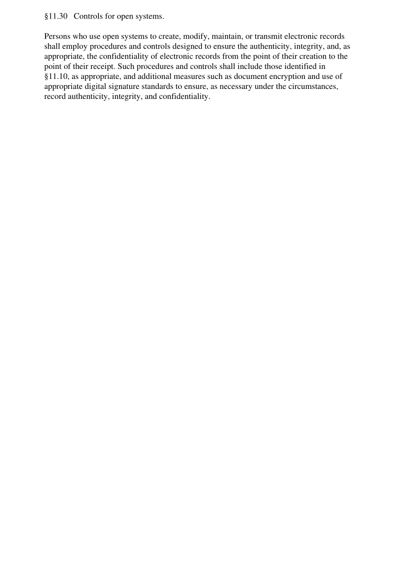 21CFR 11.30-2018 Controls for open systems.