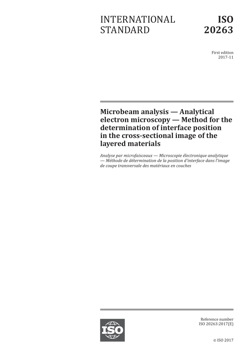 ISO 20263-2017 Microbeam analysis -- Analytical electron microscopy -- Method for the determination of interface p...