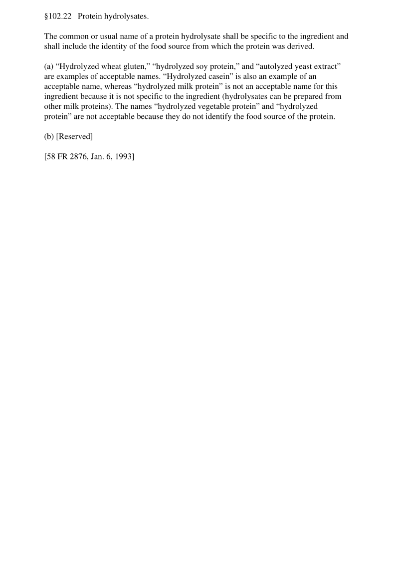 21CFR 102.22-2018 蛋白水解物