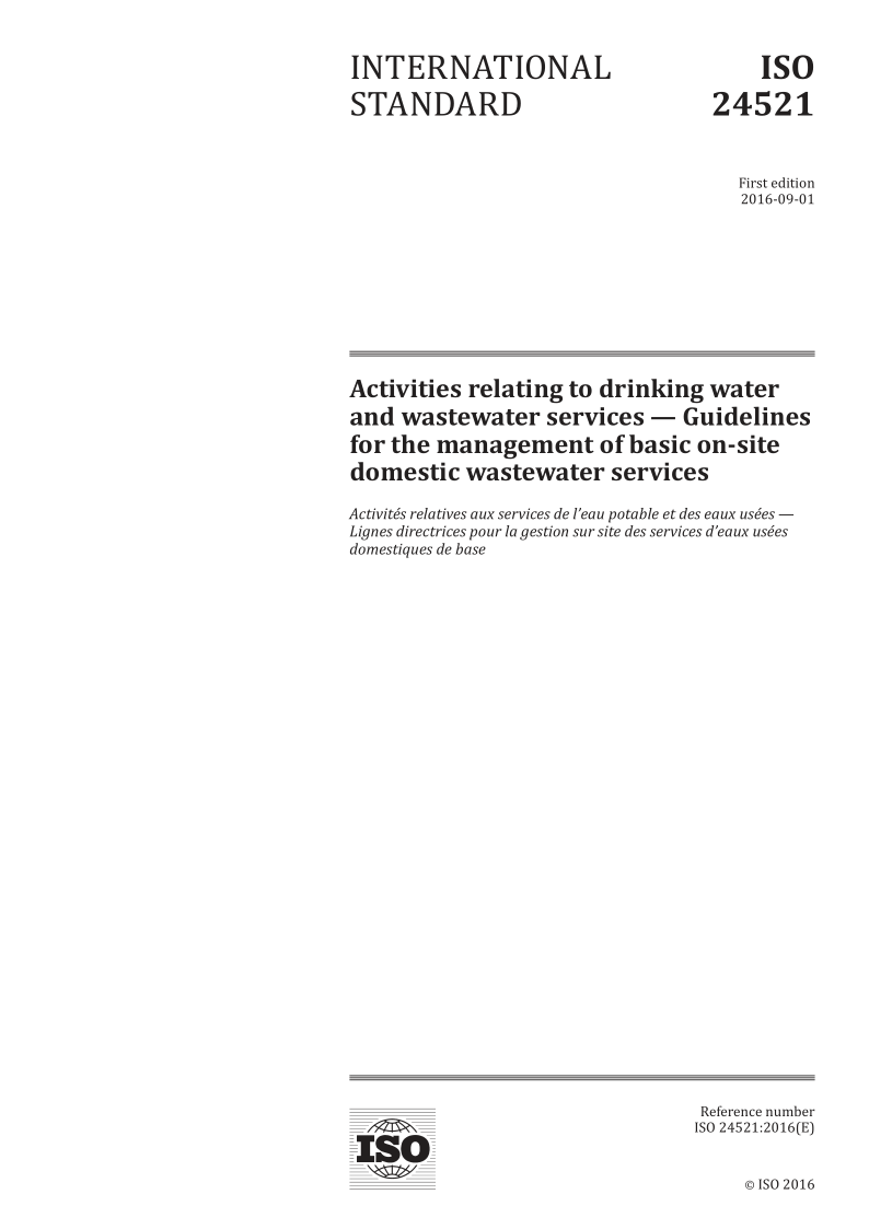 ISO 24521-2016 Activities relating to drinking water and wastewater services -- Guidelines for the management of b...