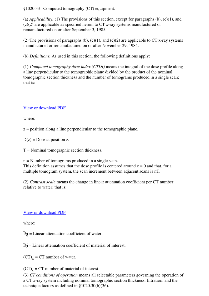 21CFR 1020.33-2018 Computed tomography (CT) equipment.