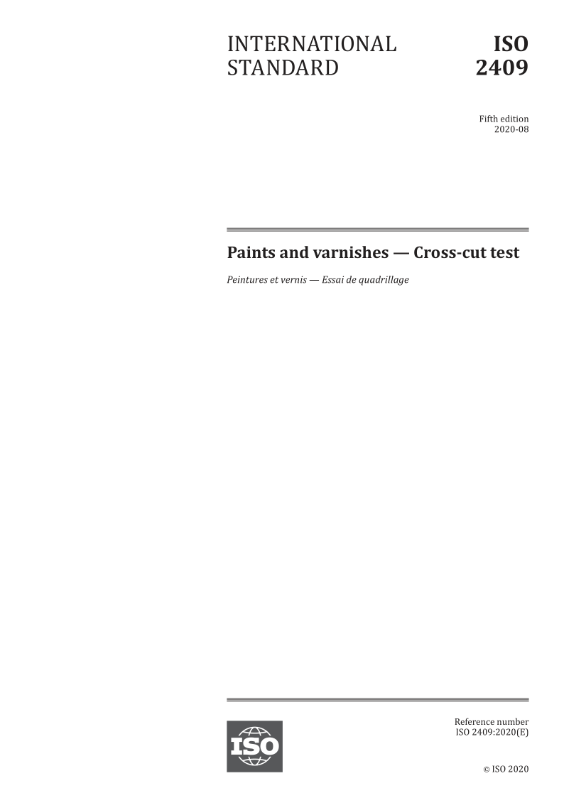 ISO 2409-2020 Paints and varnishes — Cross-cut test
