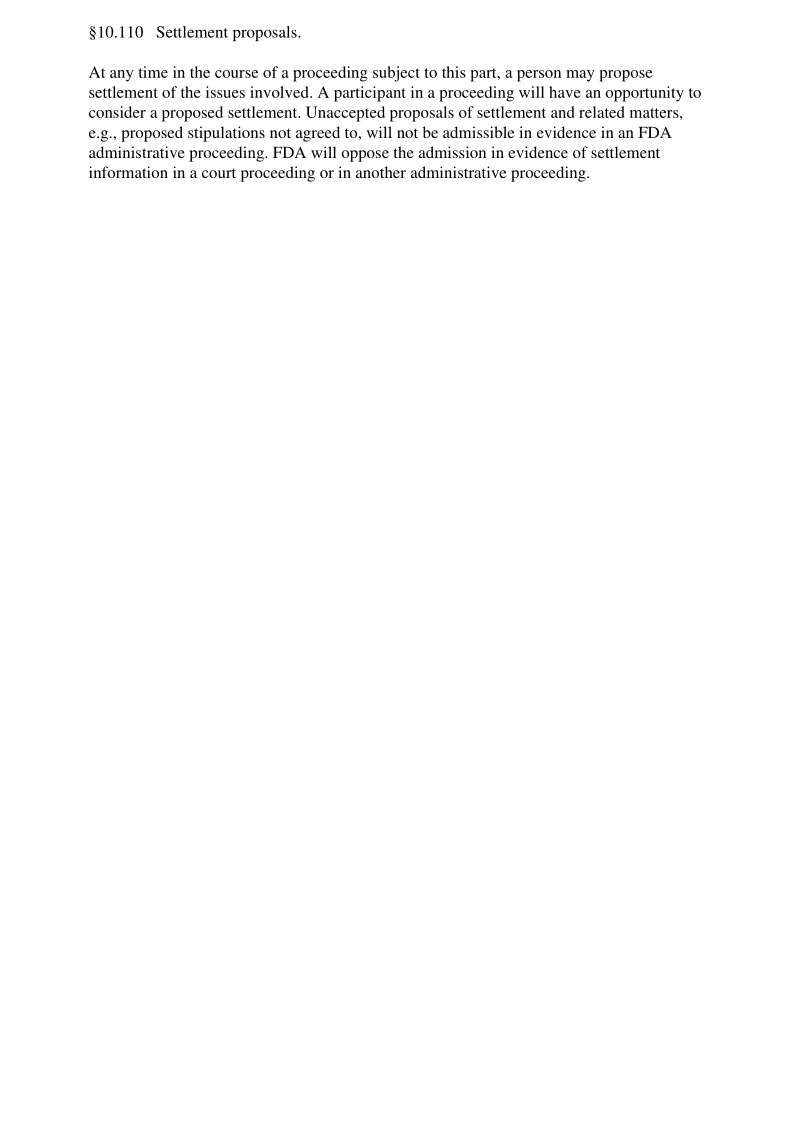 21CFR 10.110-2018 Settlement proposals.